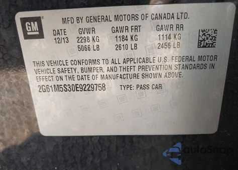 2014 Cadillac Xts Luxury z USA, uszkodzony, nr VIN 2G61M5S30E9229758